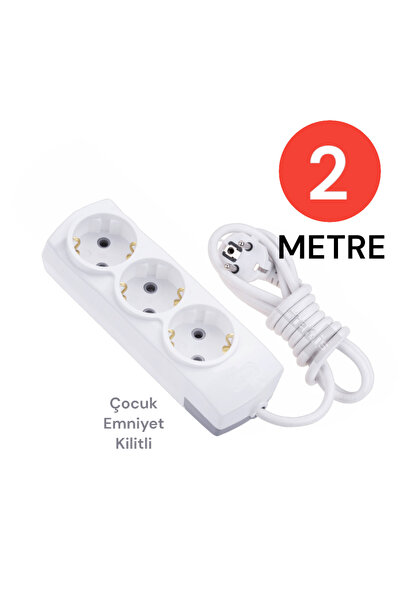 Tek-İş Grup Priz Topraklı 3 Lü 2 Metre Çocuk Korumalı Çoklu Priz Seyyar Ara K...