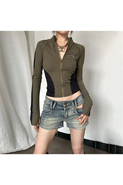 Karakedi Боди с дълъг ръкав и яка стойка - с цип