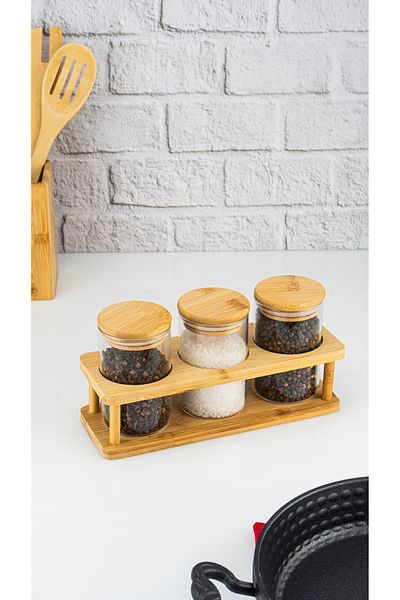 Bambum Andra 4 Piece Large Spice Rack Set - with Stand