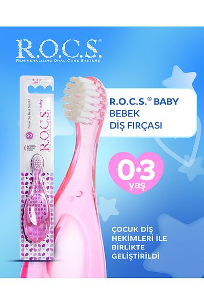 R.O.C.S. فرشاة أطفال للأطفال من عمر 0 إلى 3 سنوات - وردي Rocs03p