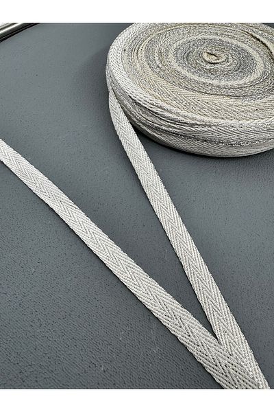 paşateks since 1995 şekil Herringbone Patterned Silver Glitter Strip - 5 Meters