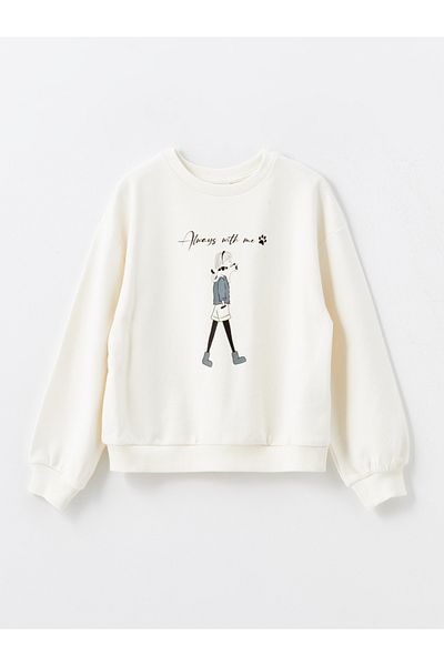 LC Waikiki Crew Neck - Girl's Printed Long Sleeve Sweatshirt and Leggings Set