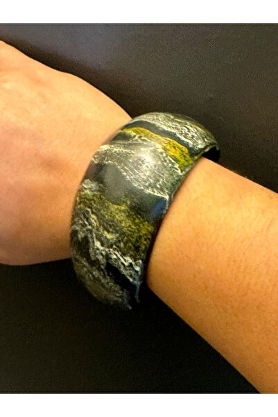 Gönülden Tasarım EL BOYAMA BAMBU AHŞAP KADIN OTANTİK ETNİK BİLEKLİK