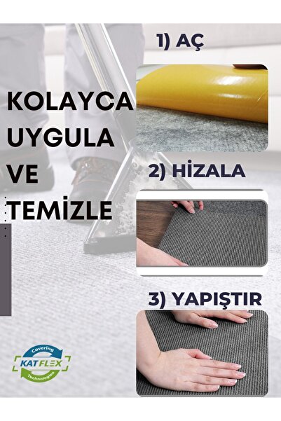 KatFlex Halıflex Kendinden Yapışkanlı Duvardan Duvara Açık Füme Halıfleks Rip Halı Keçe Zeminkaplama