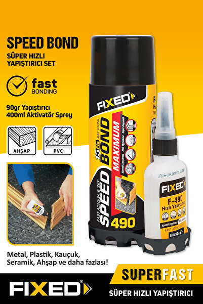 FIXED F490 Universal Spreyli Süper Hızlı Yapıştırıcı Set 400 ml 90 gr