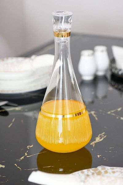 P H Panayır Home Gold Gold Gilded Pitcher Bottle Soft Drink Water Cup Set 7 Pieces Luxury Dowry
