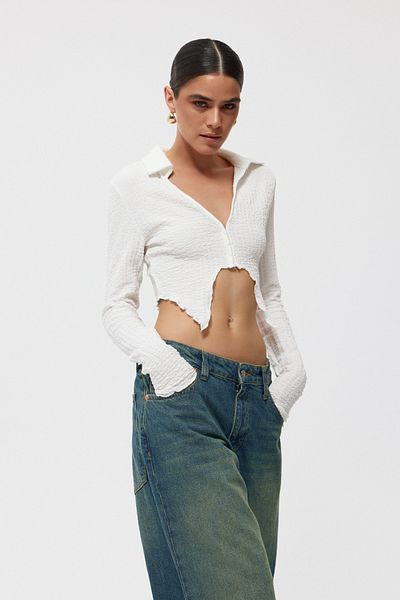 Seda Yalçın Atelier Ecru Crop Blouse - Lacing Detail