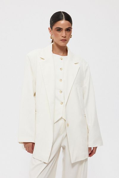 Seda Yalçın Atelier Masculine Ecru Oversize Blazer Jacket