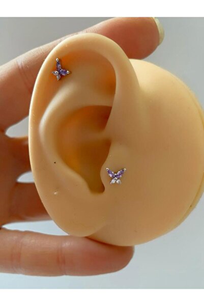 Arescollection zirkon taşlı kelebek tragus helix (kıkırdak) conch kulak memesi ( lobe) uyumlu piercing