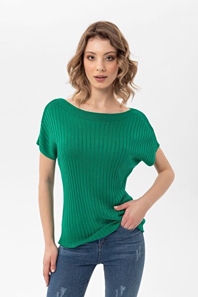 GND Tricou cu mânecă zero din viscoză cu gât barcă