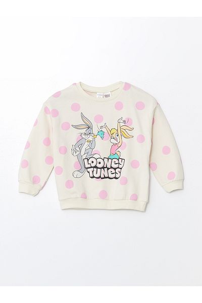 LC Waikiki Bugs Bunny Printed Baby Girl Sweatshirt and Sweatpants - Crew Neck, Long Sleeve, Set of 2
