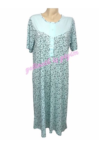 Nena Turquoise Short Sleeve Robe and Placket Nightgown - 22440