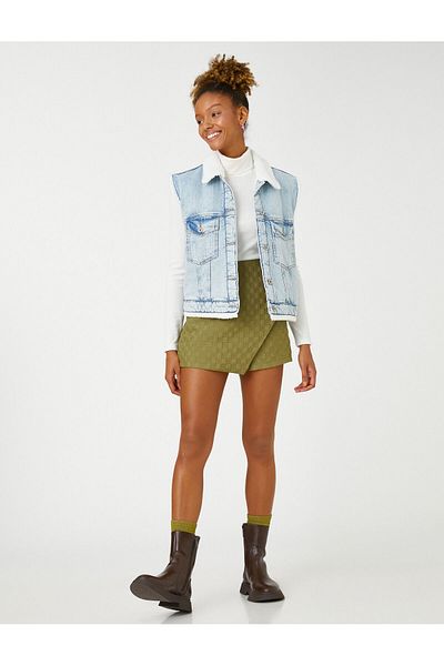 Koton Strukturierter Mini-Shortsrock mit hoher Taille