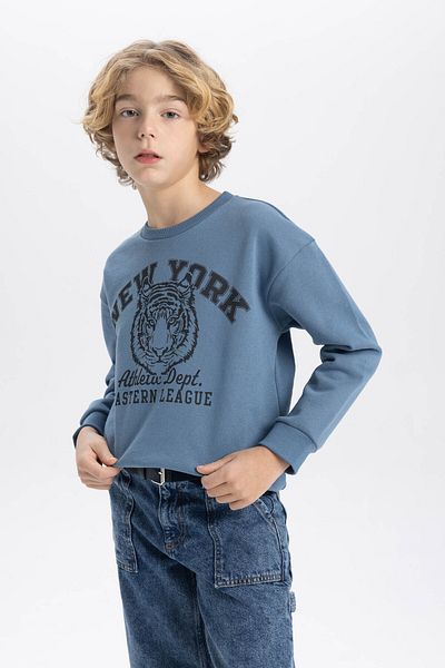 DeFacto Jungen-Sweatshirt mit normaler Passform und Rundhalsausschnitt