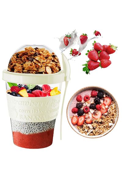NOYİSKA Easy Healthy Cup Shaped Food and Yogurt Carrying Box - Practical Snack Container