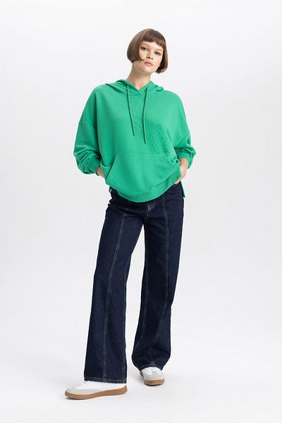 DeFacto Oversize Wide Fit Polo Neck mikina B7834axns