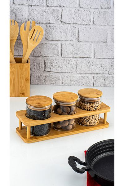 Bambum Andra - 4 Piece Small Spice Rack Set with Stand