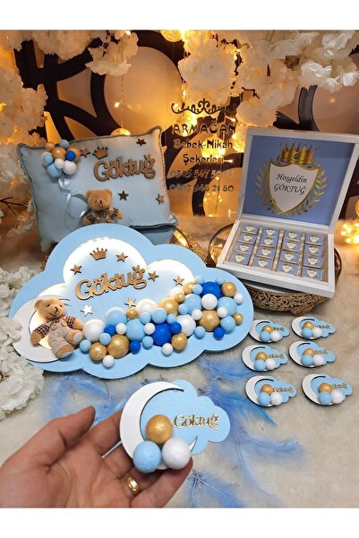 ARMAGAN BEBEK NİKAH ŞEKERİ Bubble Kapı Süsü, Ta?ı Yastıgı ,magnet (20 Adet),cikolata(48adet Mevcut)