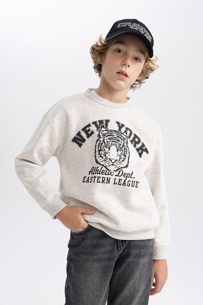 DeFacto Boy's Crew Neck Sweatshirt - Regular Fit