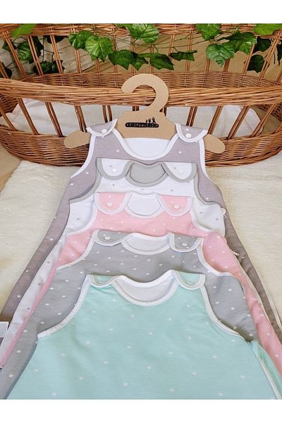 Alpar Tekstil 2.5 Tog Zippered Sleeping Bag for Baby Girl and Boy - Mint Green/Polka Dot