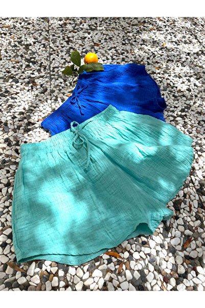 Peak and Sea Müslin Set Gömlek ve Şort Mavi