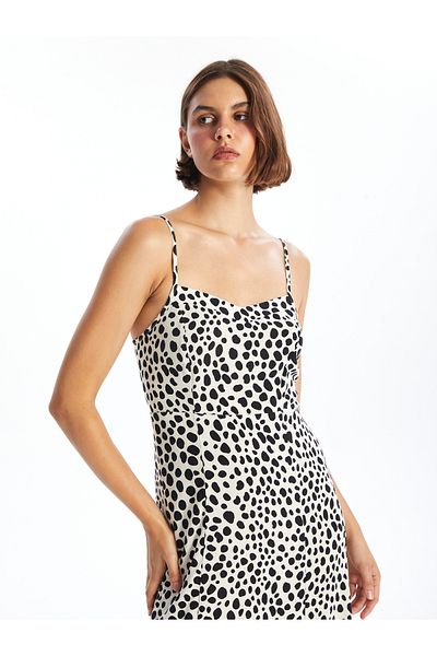 LC Waikiki Γυναικείο φόρεμα με λουράκι με μοτίβο Sweetheart