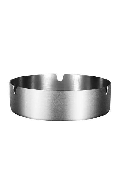 DEPOKON Stainless Steel Cigarette Ashtray - Portable Desktop Silver Metal 3 X 10 Diameter