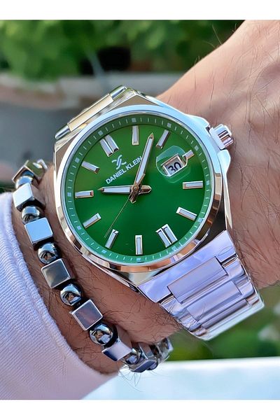 Daniel Klein Men's Silver Colored Wristwatch - 2 Years Warranty, Bracelet Gift