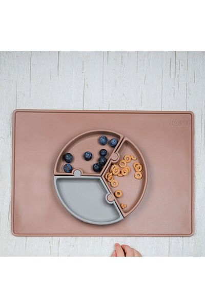 OiOi Camuzlu Silicone Puzzle - Woody Brown/Skyhead Gray
