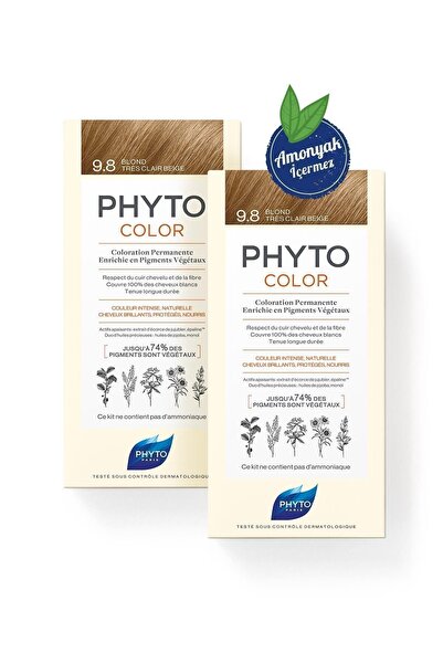 Phyto Phytocolor 9.8 Açık Sarı Bej Amonyaksız Kalıcı Bitkisel Saç Boyası İkil...
