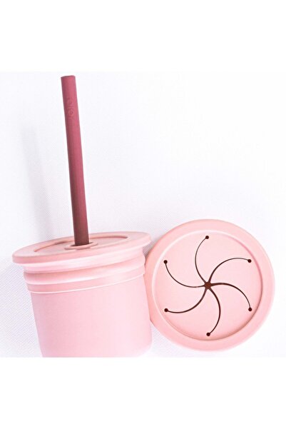 OiOi Hamhüp Atıştırmalık Kabı Ve Pipetli Bardak Pinky Pink/velvet Rose