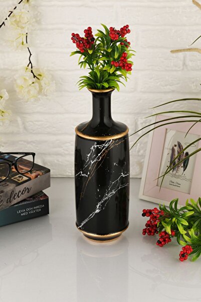 ANGDESİGN Angdesign Bodrum Ceramic Vase - Small Black