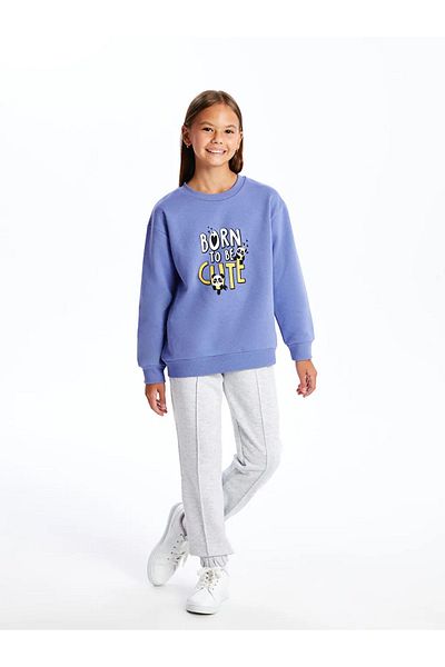 LC Waikiki Girl's Gray Melange Jogger Sweatpants - Elastic Waist