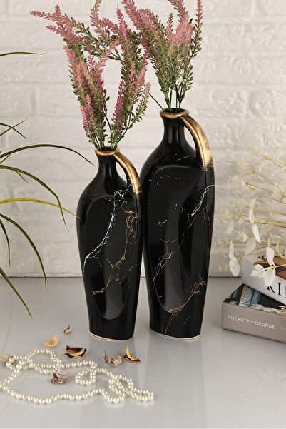 ANGDESİGN Angdesign Ceramic Alaçatı Vase Set of 2 - Black
