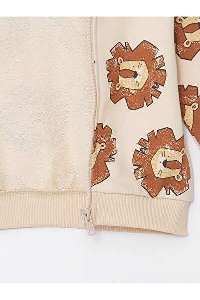 LC Waikiki Lcw Hooded Long Sleeve Printed Baby Boy Cardigan and Pants 2 Pieces Set