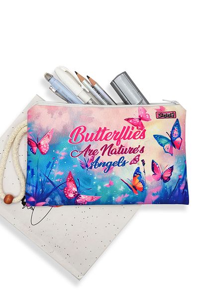 Limmy Butterfly Patterned Pencil Case with Washable Cloth