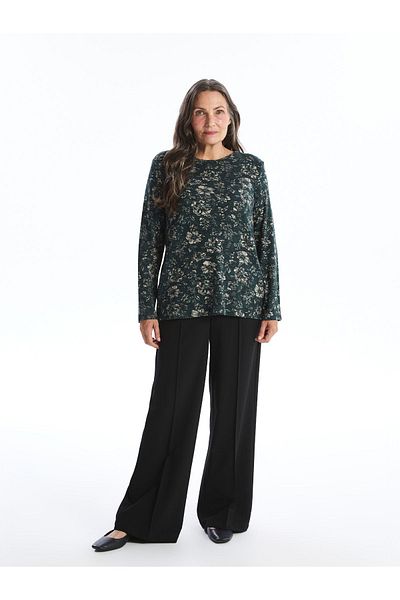 LC Waikiki Patterned Long Sleeve Crew Neck Women's Blouse