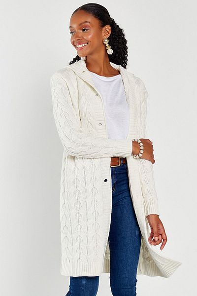 Hopoi Women's Knitted Patterned Hooded Cardigan