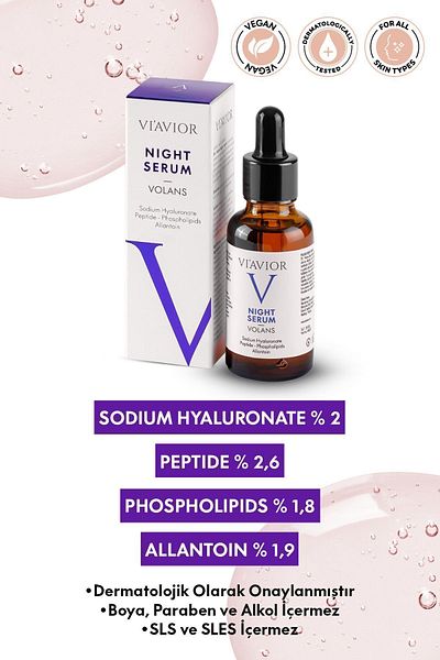 VİAVİOR Volans Night Skin Serum Vegan Anti-Wrinkle Repair Nourishing 30ml (1% RETINOL - PEPTIDES)