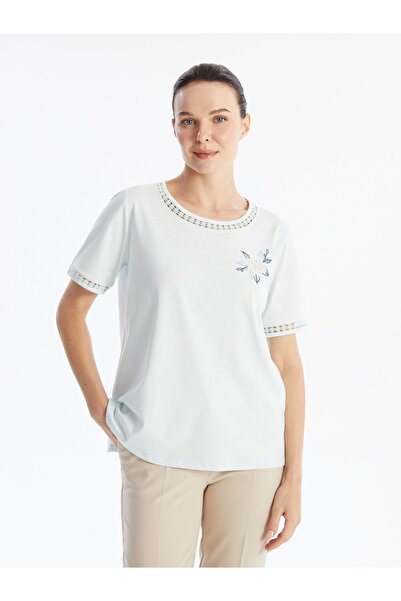 LC Waikiki Dámská - vyšívaná halenka s krátkým rukávem s výstřihem