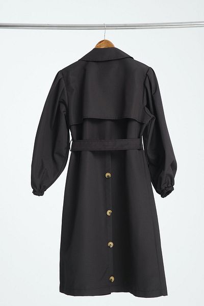 ensade Four Button Balloon Sleeve and Back Cloak Trench Coat