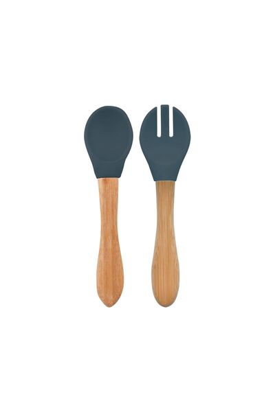OiOi Food Spoon + Fork - Deep Blue