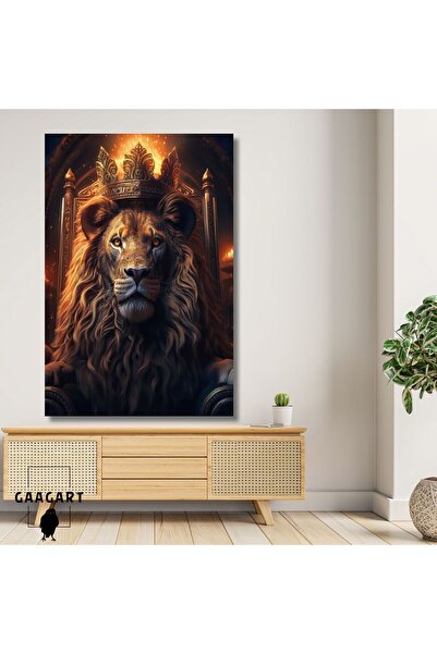 GAAGART Tekli Dikey Kanvas Duvar Tablosu Turuncu Kral Aslan Görseli
