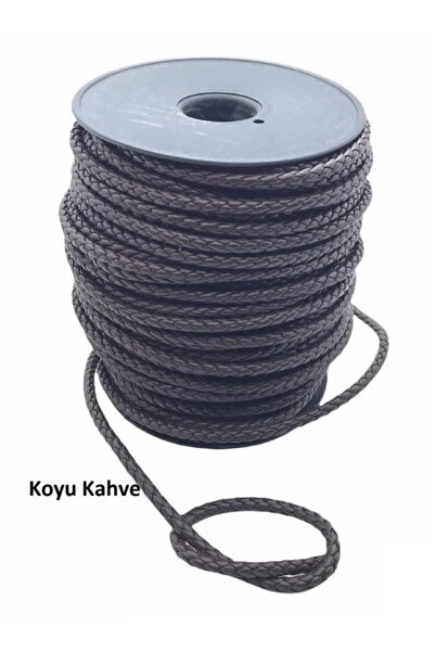 srtfootcare Bileklik Ve Anahtarlık Için Yuvarlak Örgü Suni Deri Kordon 5mm 1 Metre Koyu Kahve