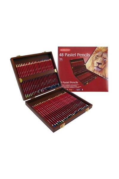 Derwent Pastel Pencils 48 Pieces Wooden Box Pastel Pencil Set