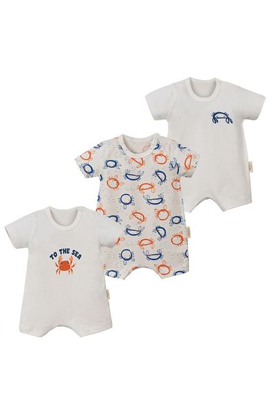 Necix's 3-piece Jumpsuit for Baby Boy - Crew Neck, Half Sleeve, Bottom Snap