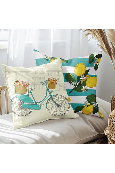 EJOYA Lemon Patterned 2-piece Pillow Set - 45cm Inside and Throw Pillow Case 113537