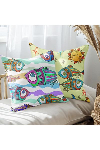 EJOYA Fish Design Pillow Set - Inner and Throw Pillow Case 45cm 113559