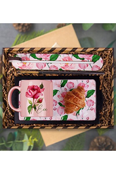 EJOYA Kişiye Özel Kupa & Sunum Tepsisi & Kruvasan & Tütsü Takımı Hediye Kutus...