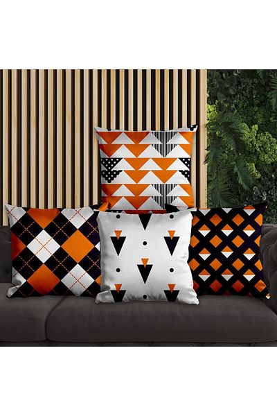 EJOYA 45cm Wide 4-piece Linear Pillow Set - Inner and Throw Pillow Case 113677
